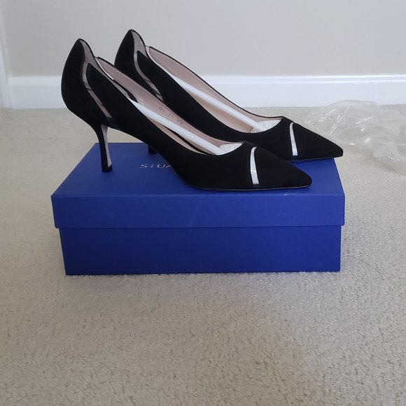 Davia Suede and PVC Pumps by Stuart Weitzman